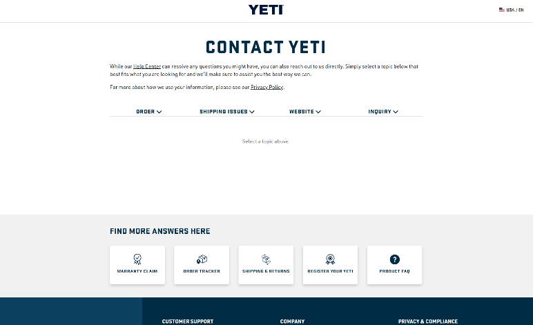 Contact YETI